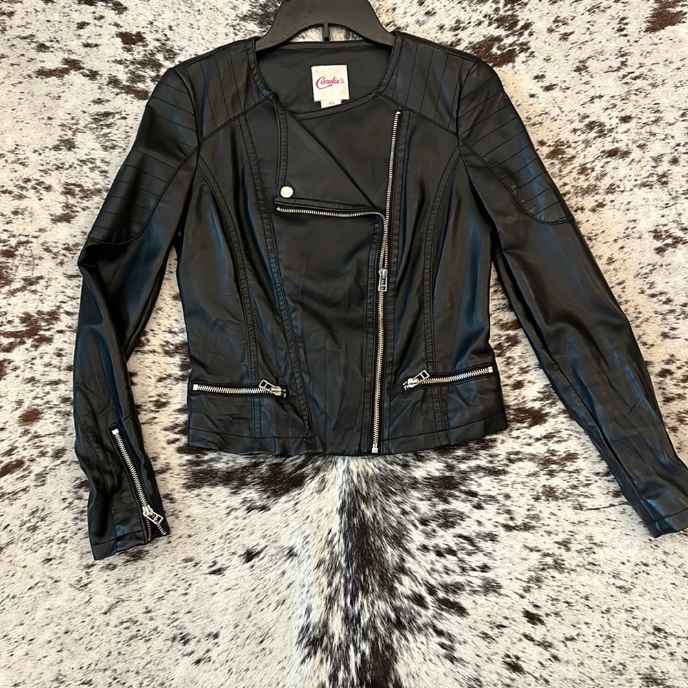 Faux black leather jacket